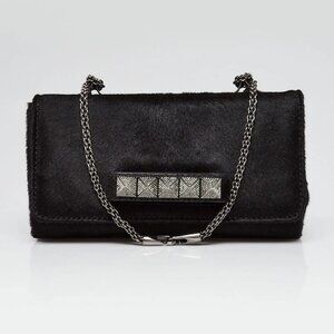 Valentino Black Pony Hair Va Va Voom Clutch Crossbody Bag
